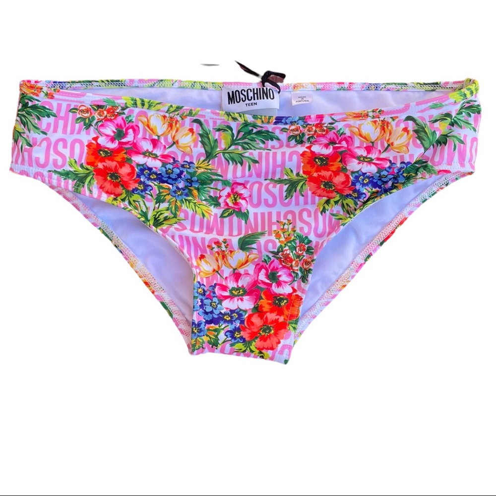 Moschino Kids Teen Girls Floral Logo Print Bottom Swim Sz 12